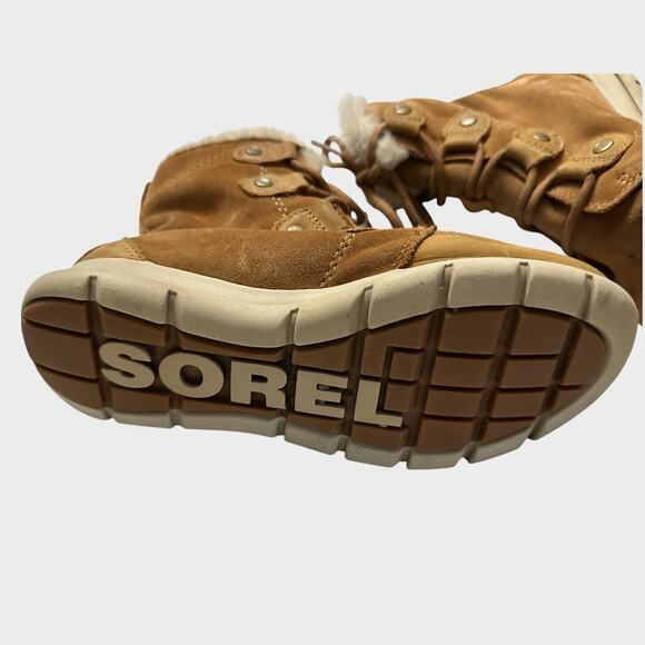 Sorel Womens Size 6.5 Joan Fur Lined Leather Waterproof Camel Brown Snow Boots - Picture 11 of 13